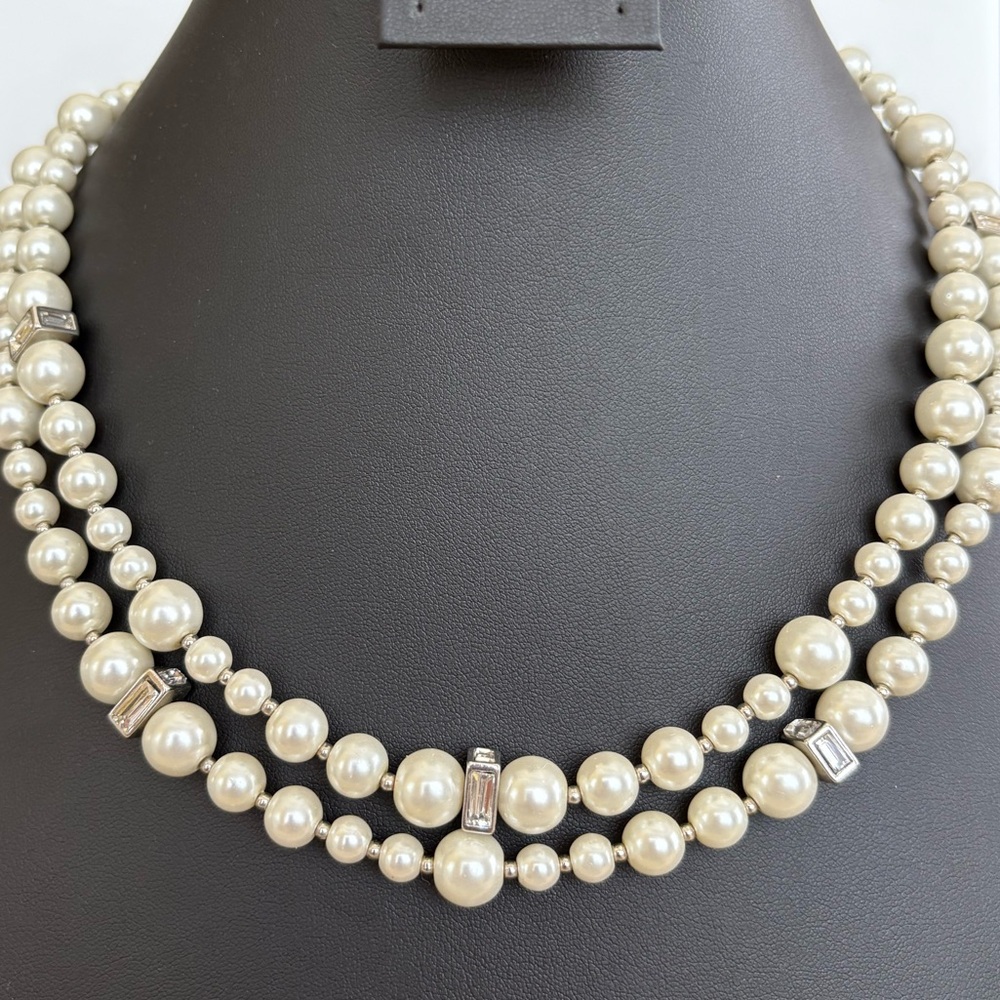 C1946 C1946 faux pearl & rhinestone long necklace